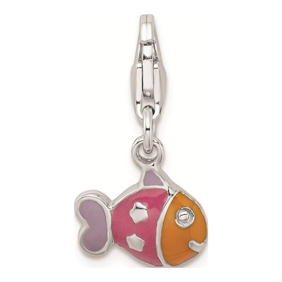 Sterling Silver 3-D Enamel Fish Charm – view 5