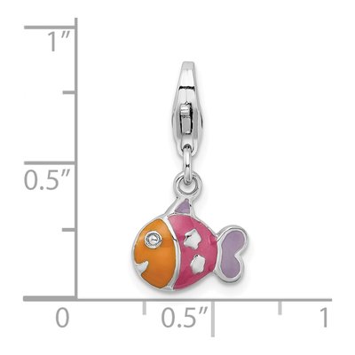 Sterling Silver 3-D Enamel Fish Charm – view 6