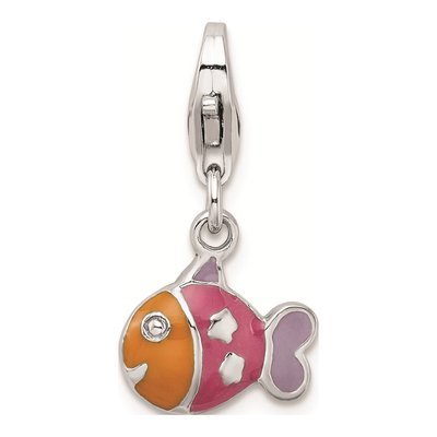 Sterling Silver 3-D Enamel Fish Charm