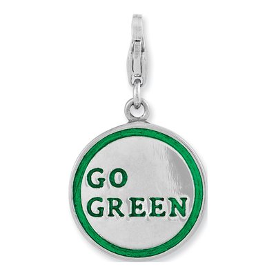 Sterling Silver GO Green Handprint Charm – view 4