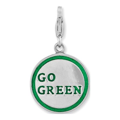 Sterling Silver GO Green Handprint Charm – view 5
