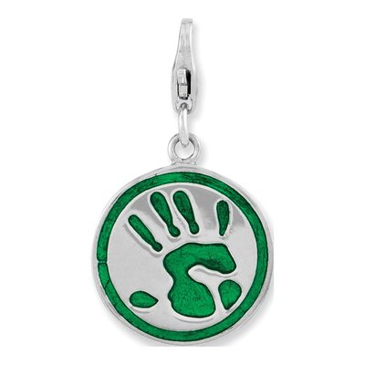 Sterling Silver GO Green Handprint Charm
