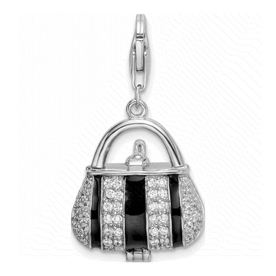 Sterling Silver CZ Handbag Charm – view 4