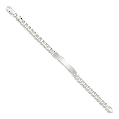 Sterling Silver Curb Link ID Bracelet – view 3