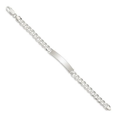 Sterling Silver Curb Link ID Bracelet – view 3