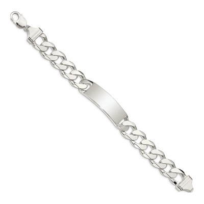 Sterling Silver Curb Link ID Bracelet – view 3