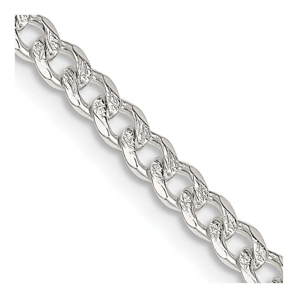 Sterling Silver 3.8mm Pave Curb Chain Necklace