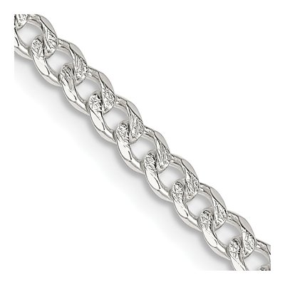 Sterling Silver 3.8mm Pave Curb Chain