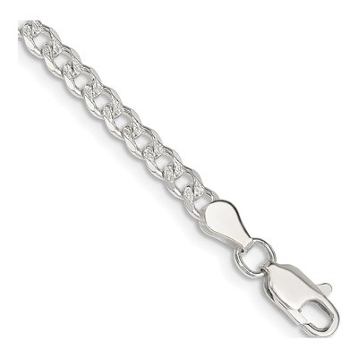 Sterling Silver 3.8mm Pave Curb Chain Bracelet