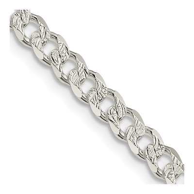 Sterling Silver 4.5mm Pave Curb Chain