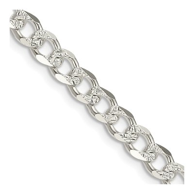 Sterling Silver 5.5mm Pave Curb Chain
