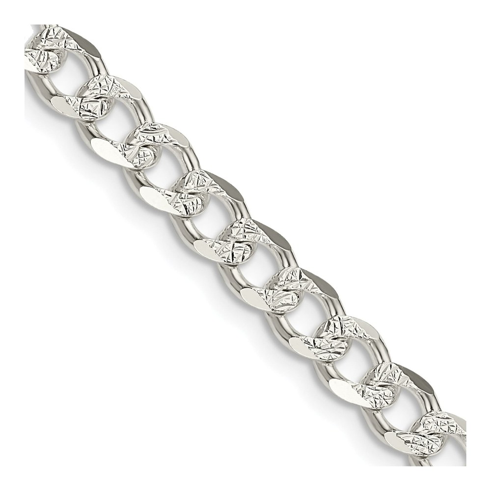 20 Inch Sterling Silver 5.5mm Pav‚ Curb Chain Necklace with Lobster Clasp