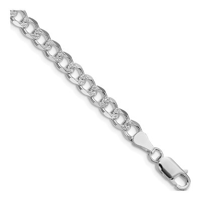 Sterling Silver 5.5mm Pave Curb Chain Bracelet