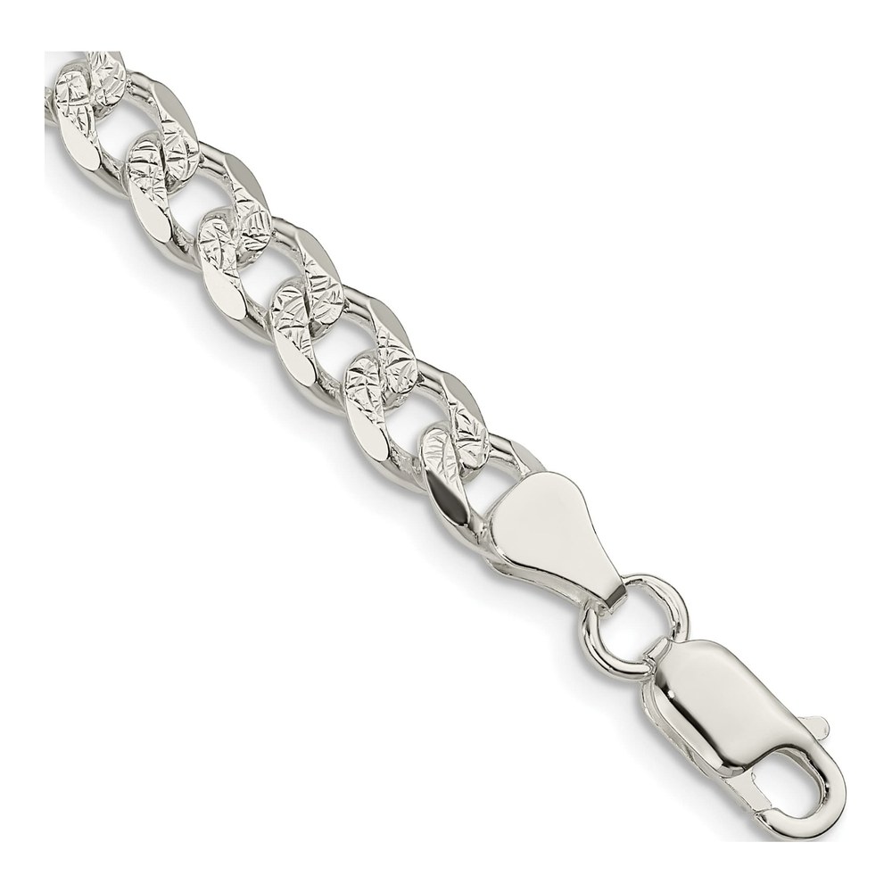 Sterling Silver 7mm Pave Curb Chain Bracelet