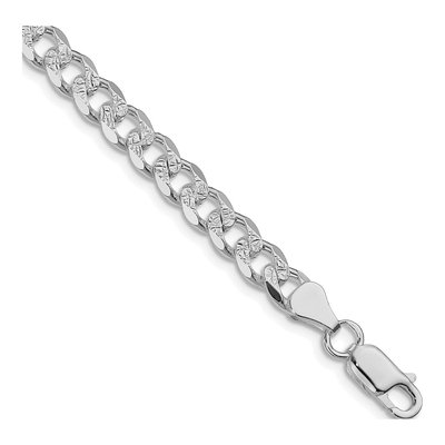 Sterling Silver 7mm Pave Curb Chain Bracelet
