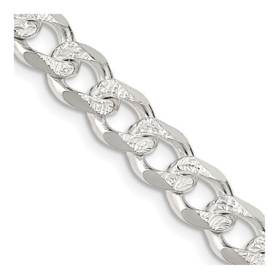 Sterling Silver 7.5mm Pave Curb Chain