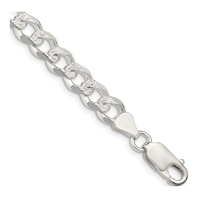 Sterling Silver 7.5mm Pave Curb Chain Bracelet