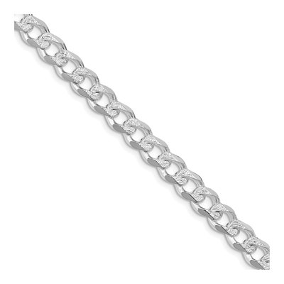 Sterling Silver 7.5mm Pave Curb Chain