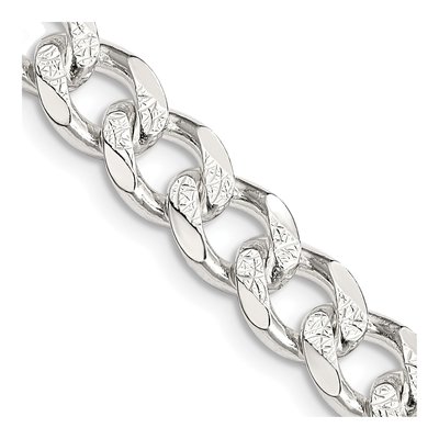 Sterling Silver 8.3mm Pave Curb Chain