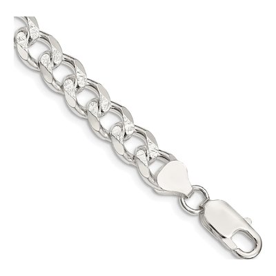 Sterling Silver 8.3mm Pave Curb Chain Bracelet