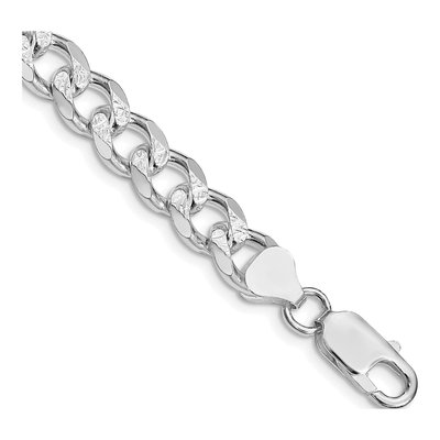 Sterling Silver 8.3mm Pave Curb Chain Bracelet