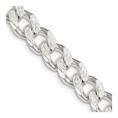 Sterling Silver 9.3mm 24-Inch Pave Curb Chain
