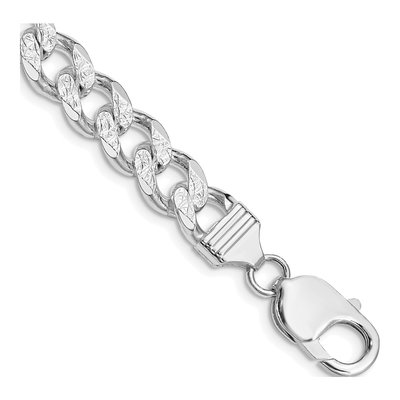 Sterling Silver 9.3mm Pave Curb Chain Bracelet