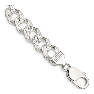 Sterling Silver 11mm Pave Curb Chain Bracelet