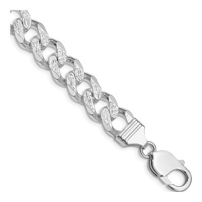 Sterling Silver 11mm Pave Curb Chain Bracelet