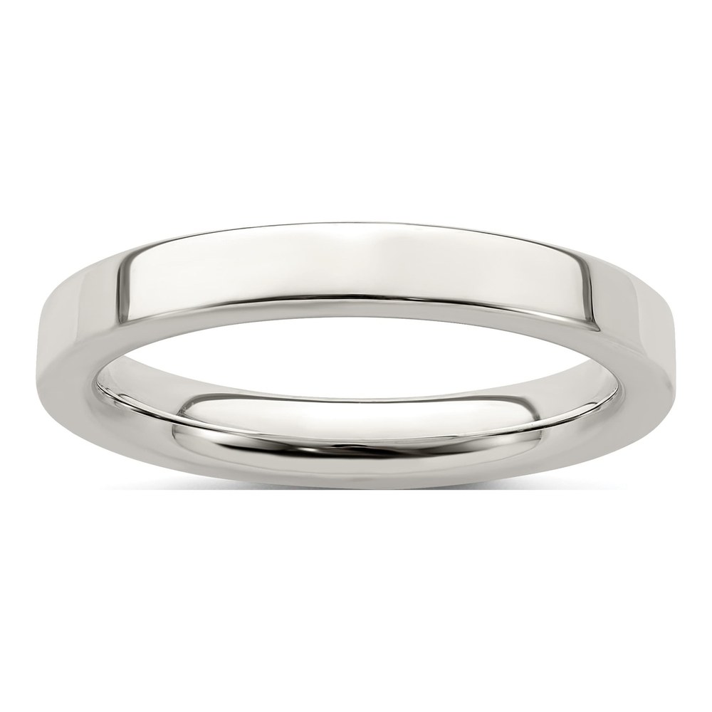 Sterling Silver 3mm Flat Comfort-Fit Wedding Band