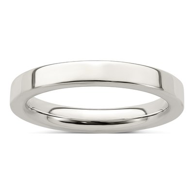Sterling Silver 3mm Flat Comfort-Fit Wedding Band