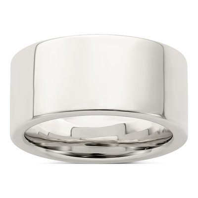 Sterling Silver 10mm Flat Comfort-Fit Wedding Band