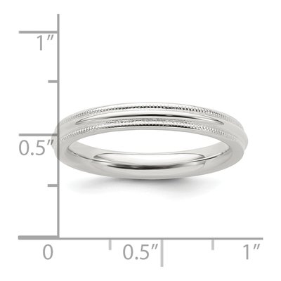 Sterling Silver 3mm Milgrain Comfort-Fit Wedding Band – view 4