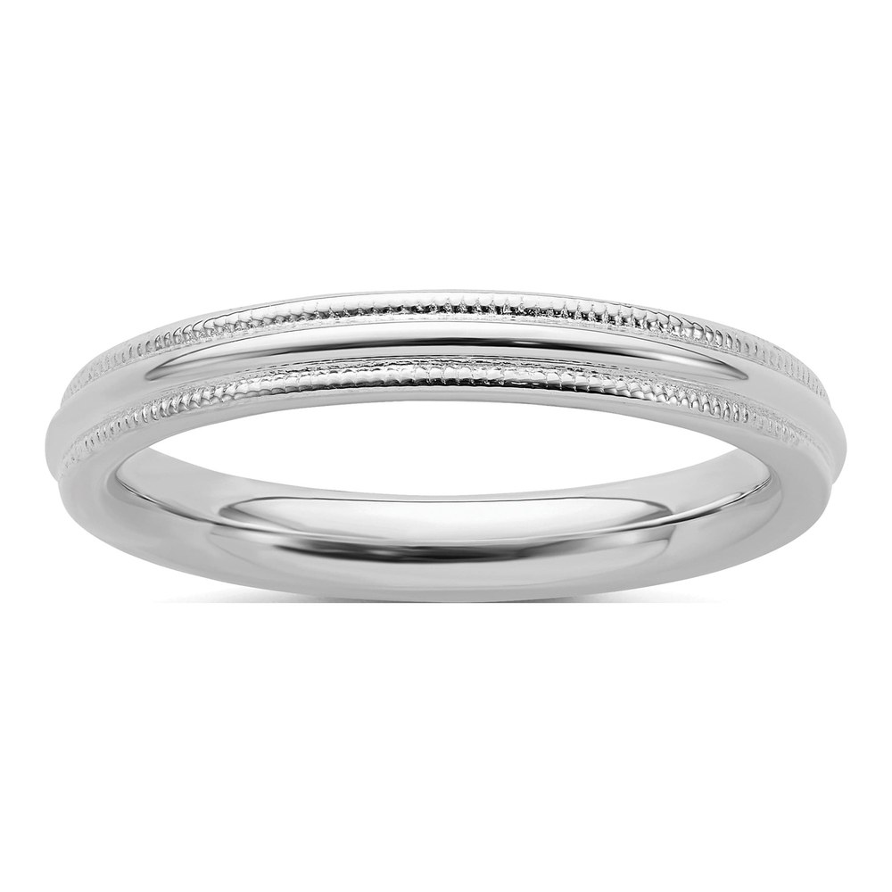 Sterling Silver Rhodium-Plated 3mm Comfort Fit Milgrain Size 11.5 Band