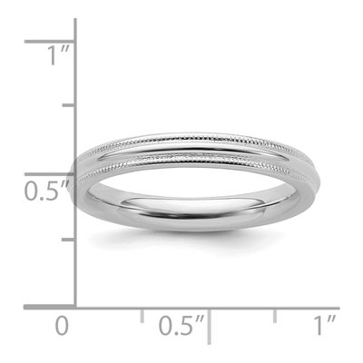 Sterling Silver 3mm Milgrain Comfort-Fit Wedding Band – view 4