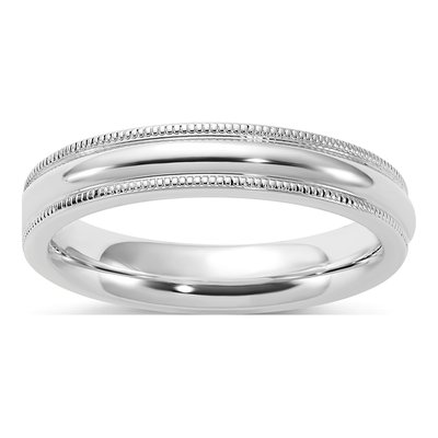 Sterling Silver 4mm Milgrain Comfort-Fit Wedding Band