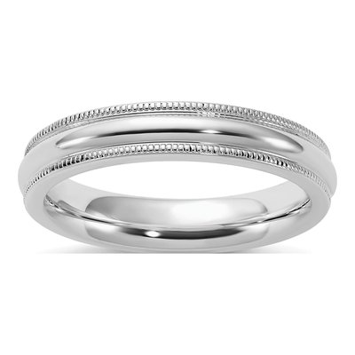 Sterling Silver 4mm Milgrain Comfort-Fit Wedding Band