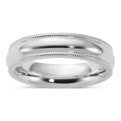 Sterling Silver 5mm Milgrain Comfort-Fit Wedding Band