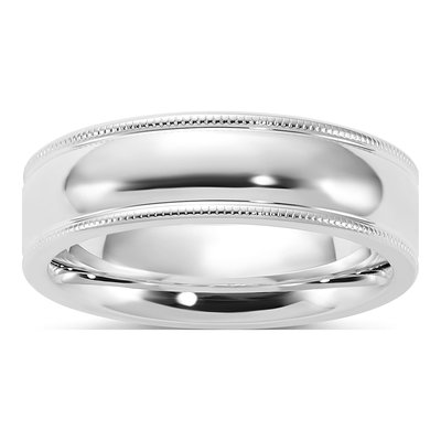 Sterling Silver 6mm Milgrain Comfort-Fit Wedding Band