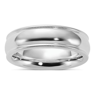 Sterling Silver 6mm Milgrain Comfort-Fit Wedding Band