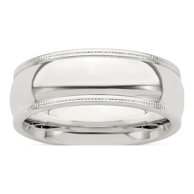 Sterling Silver 7mm Milgrain Comfort-Fit Wedding Band