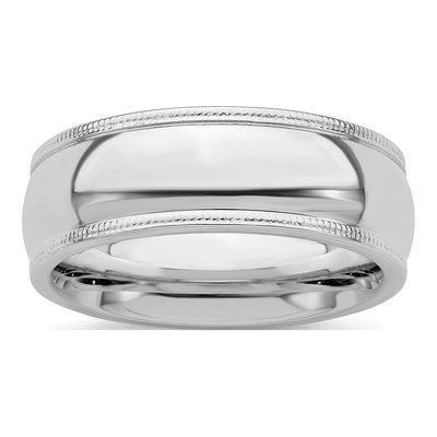 Sterling Silver 7mm Milgrain Comfort-Fit Wedding Band