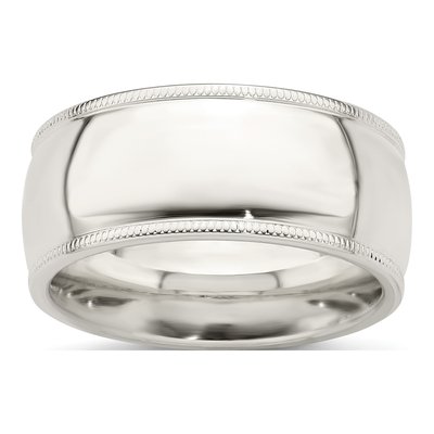 Sterling Silver 9mm Milgrain Comfort-Fit Wedding Band
