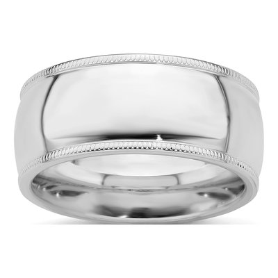 Sterling Silver 9mm Milgrain Comfort-Fit Wedding Band