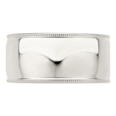 Sterling Silver 10mm Milgrain Comfort-Fit Wedding Band – view 5