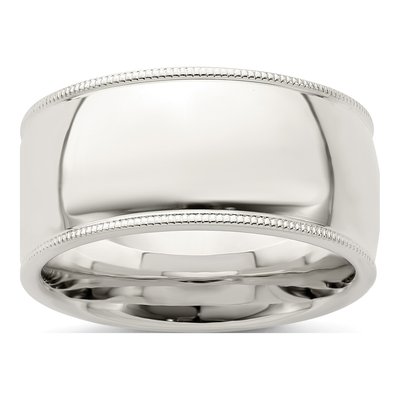 Sterling Silver 10mm Milgrain Comfort-Fit Wedding Band