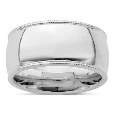 Sterling Silver 10mm Milgrain Comfort-Fit Wedding Band