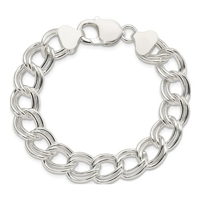 Sterling Silver Double Link Charm Bracelet – view 4