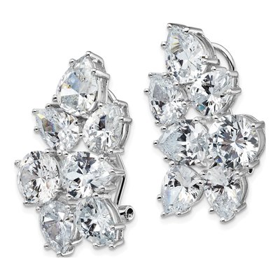 Sterling Silver CZ Cluster Dangle Earrings – view 3