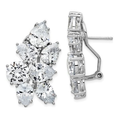 Sterling Silver CZ Cluster Dangle Earrings